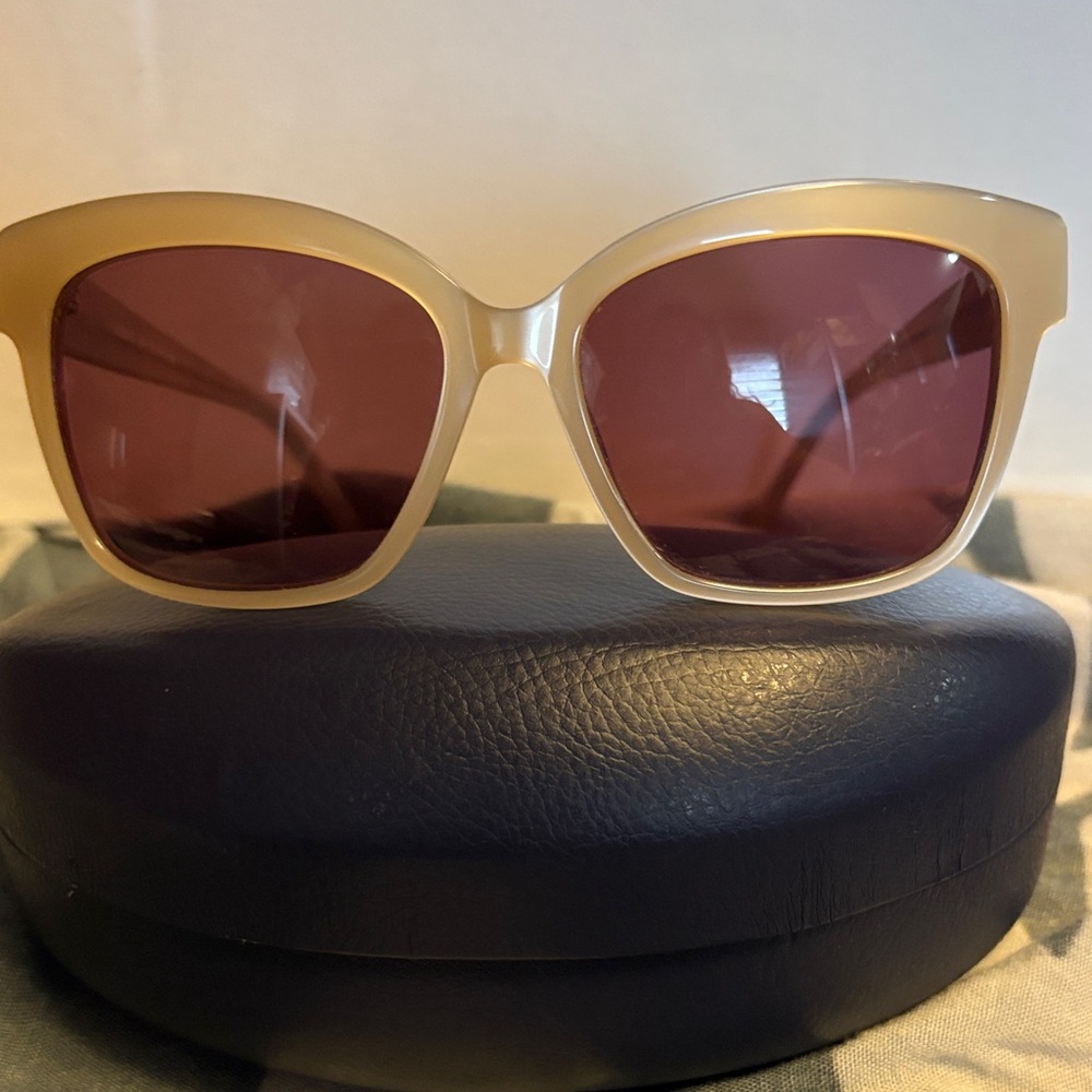 Judith Leiber Cream Sunglasses with Burgundy Lenses